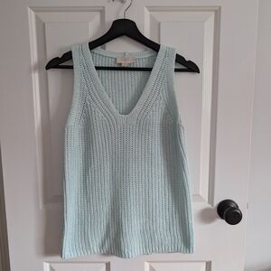 LOFT Women's Light Mint/Blue Knit V-Neck Tank